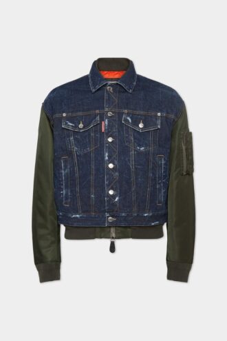 Dunkle Aviator-Hybrid-Bomberjacke