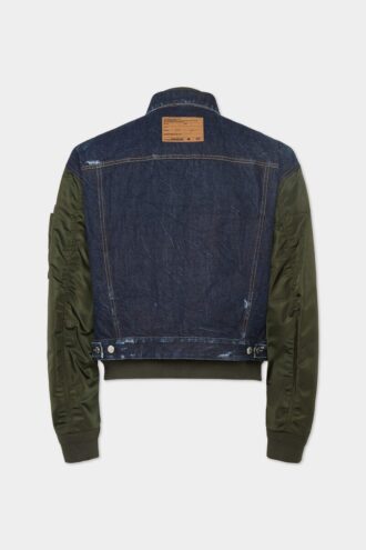 Dunkle Aviator-Hybrid-Bomberjacke