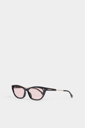 Schwarze Hype-Sonnenbrille in Rosa
