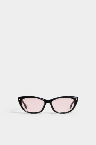 Schwarze Hype-Sonnenbrille in Rosa