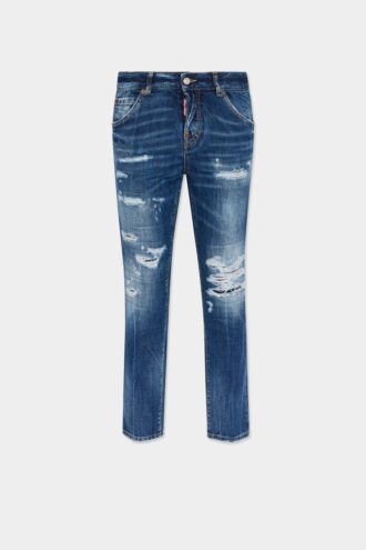Teddy-Jeans mit mittlerer Ripped-Wash-Optik